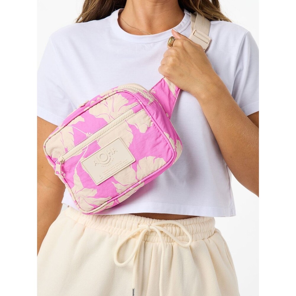 ALOHA COLLECTION Keep It Light Hip Pack Pink Floral Crossbody Bag